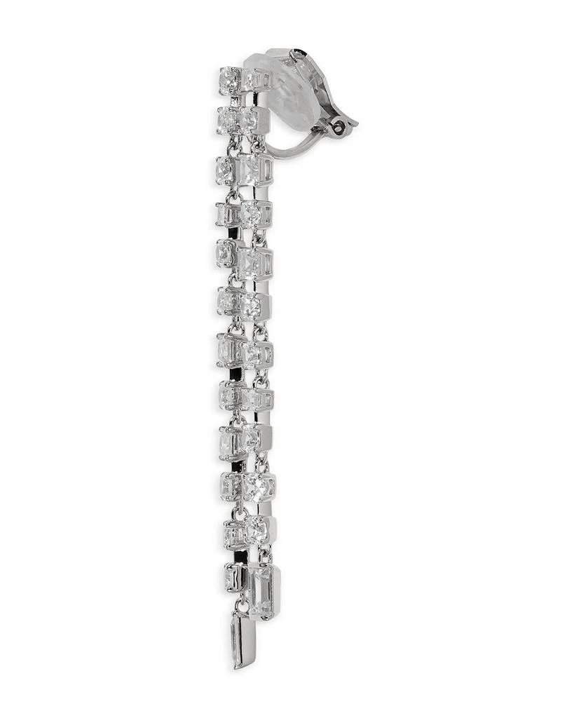 Nadri Cubic Zirconia Double Row Linear Drop Earrings in Rhodium Plated 2