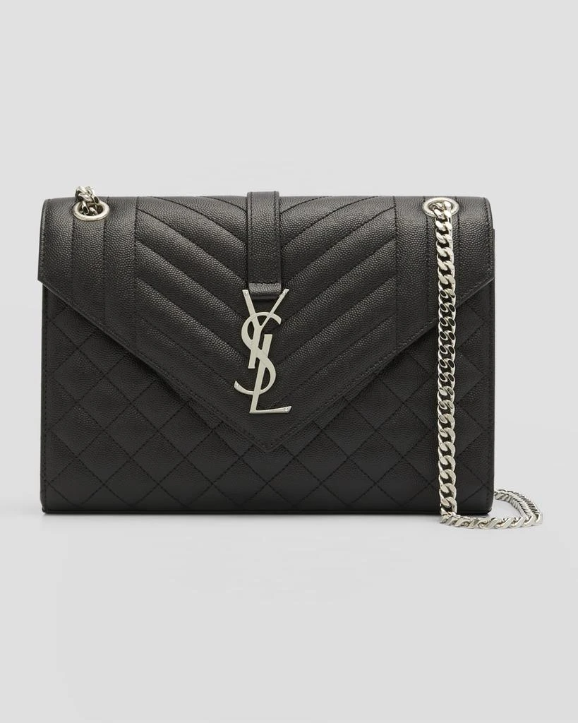 Yves Saint Laurent Envelope Triquilt Medium YSL Shoulder Bag in Grained Leather 1