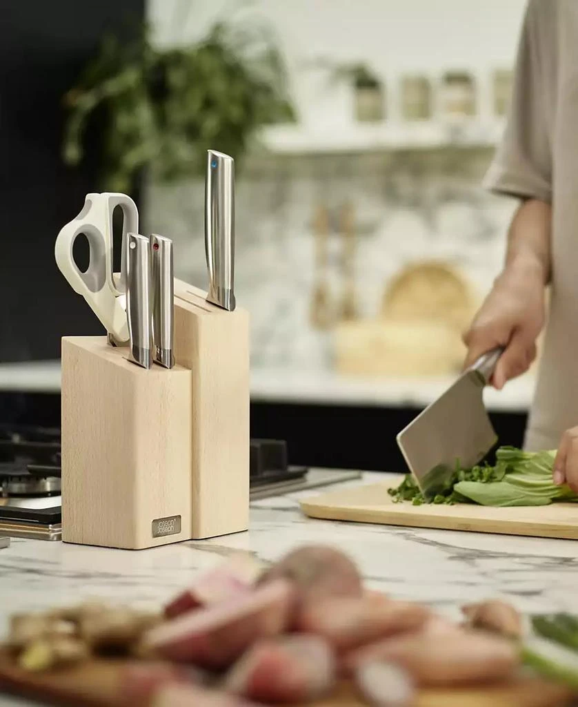 Joseph Joseph Elevate Fusion 5-Piece Knife, Cleaver and Scissor Set with Beechwood Block 7