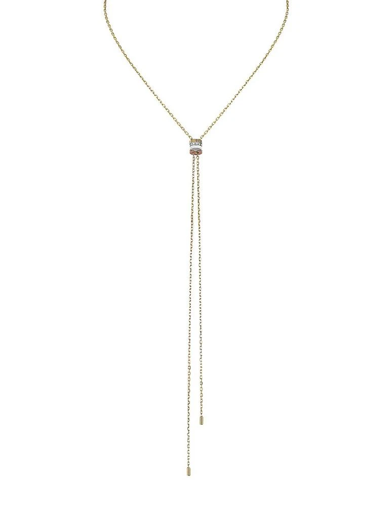 Boucheron Quatre Classique White Edition 18K Tri-Tone Gold, White Ceramic & Diamond Pendant Mini Bolo Necklace 1