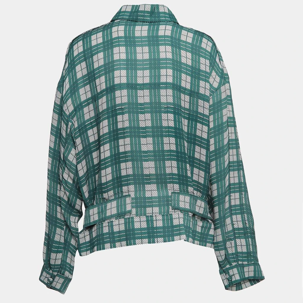 Joseph Joseph Green Check Silk Blend Lightweight Belted Jacket M 2