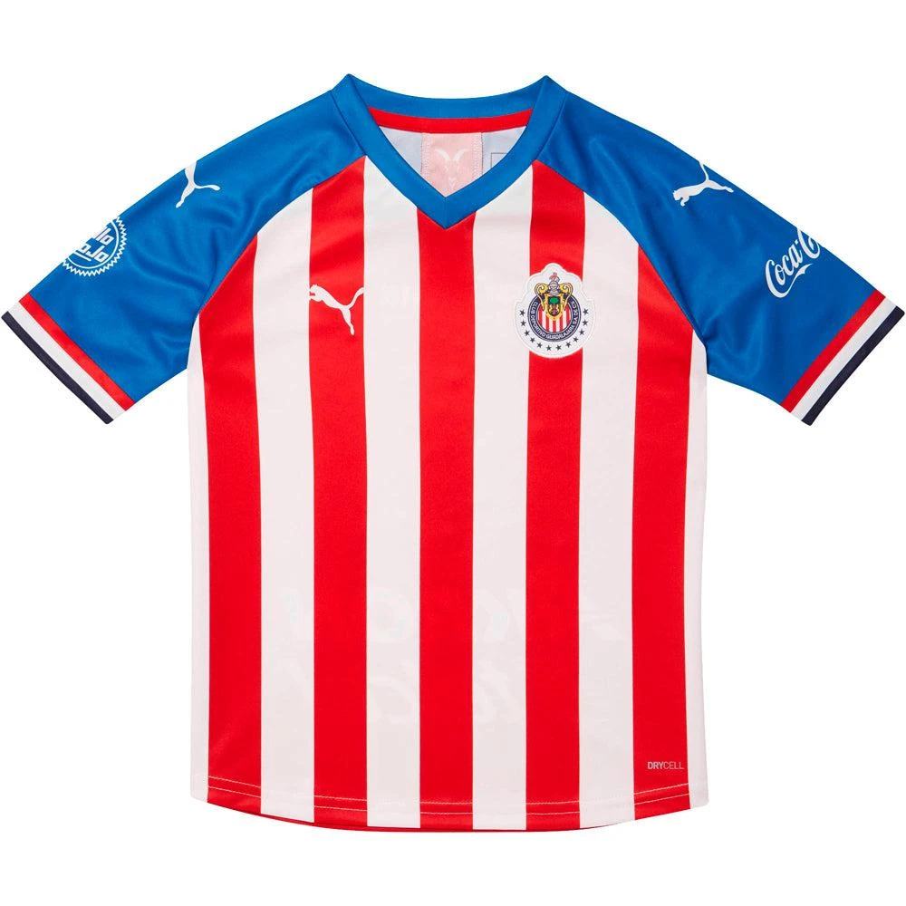 Puma Chivas Home Replica V Neck Short Sleeve Soccer Jersey (Youth) 1