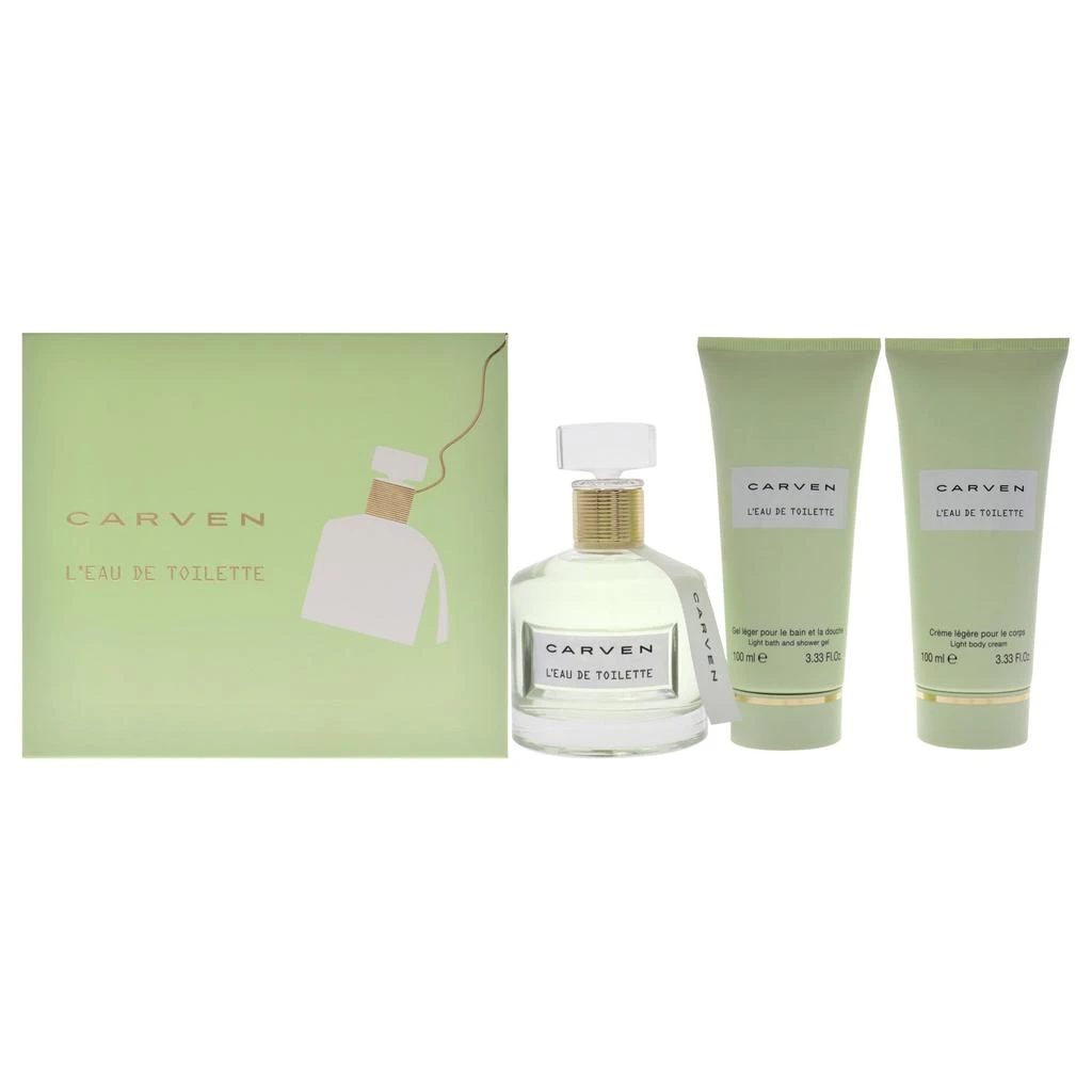 Carven LEau De Toilette by  for Women - 3 Pc Gift Set 3.33oz EDT Spray, 3.33oz Light Body Cream, 3.33oz Ligth Bath and Shower Gel 1