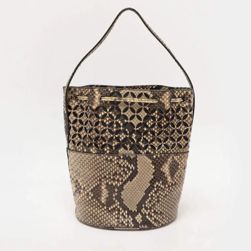 Alaia Alaia Beige/Black Python Drawstring Bucket Bag 4