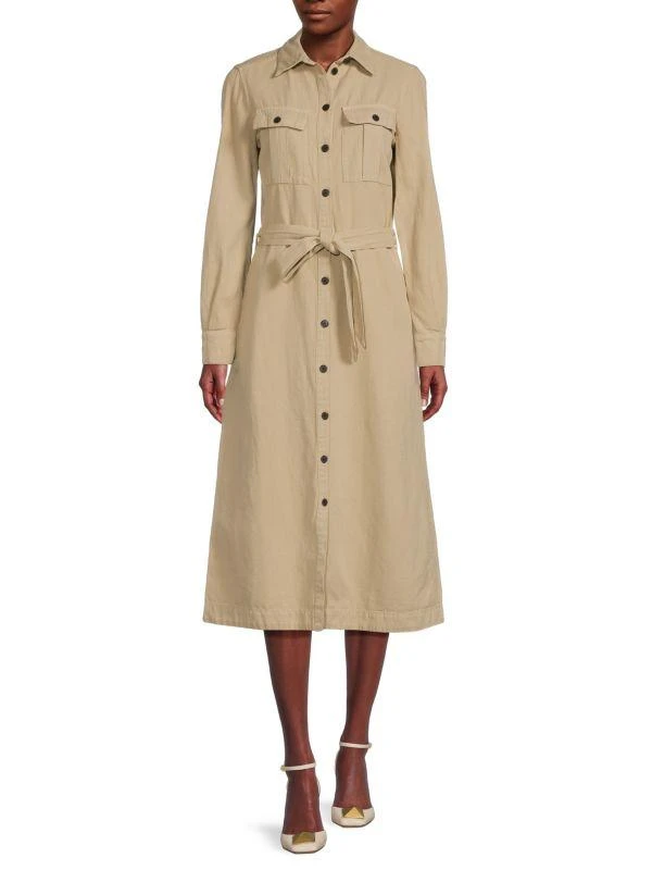 ba&sh Deidra Linen Blend Midi Shirtdress 1