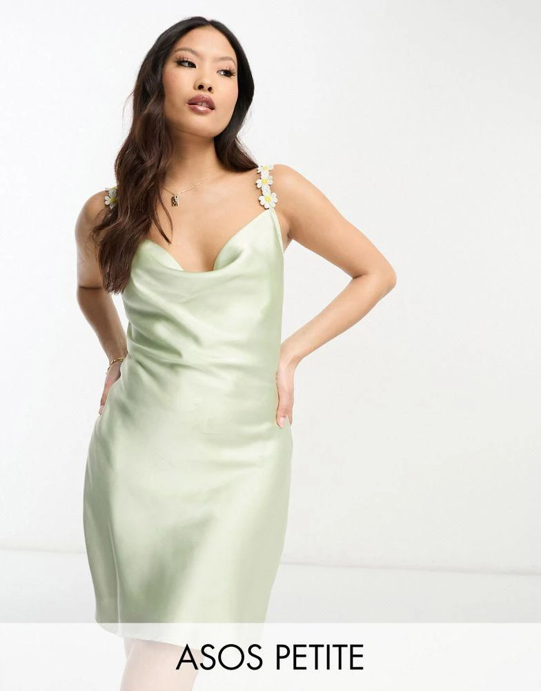 Shop ASOS DESIGN Petite satin cowl neck mini slip dress with daisy trim straps in apple green on Sale at BeyondStyle Get 40% Off ASOS DESIGN Petite satin cowl neck mini Shop ASOS DESIGN Petite satin cowl neck mini slip dress with daisy trim straps in apple green on Sale at BeyondStyle Get 40% Off ASOS DESIGN Petite satin cowl neck mini