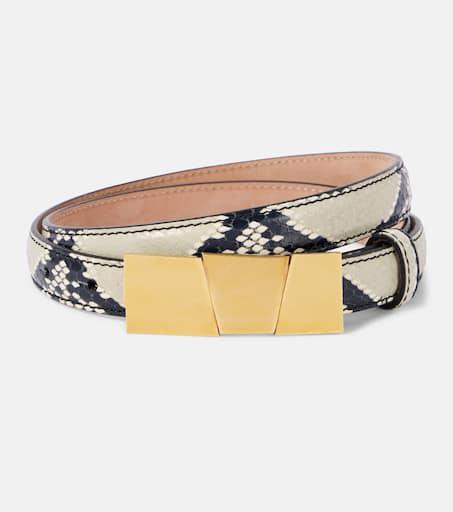 【送料&関税込】Khaite Benny Python Print Belt Benny Belt in Natural Python-Embossed Leather with Antique