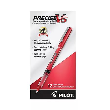 Pilot Pilot Precise V5 Roller Ball Precision Point Stick Pens, Extra-Fine, Red, 12 ct.