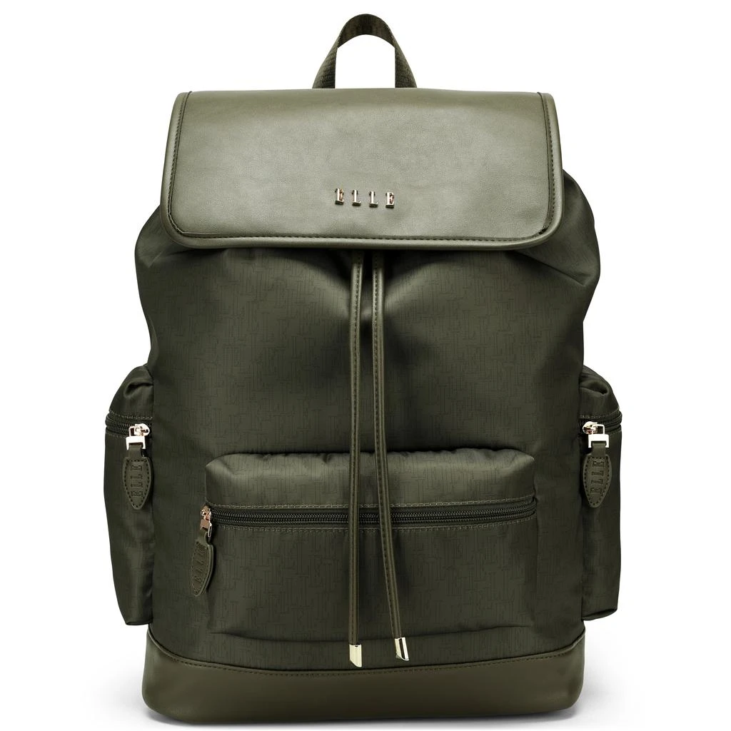 ELLE Wayfarer 23L Monogram Travel Backpack | Olive Green 1