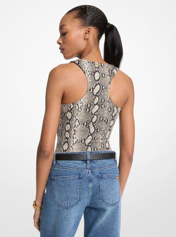 undefined Snake Print Scoop-Neck Bodysuit