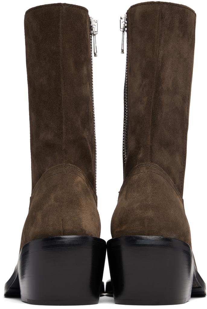 DRIES VAN NOTEN スウェード ロングブーツ サイズ27cm Dries Van Noten Brown Zip Boots - Free Shipping - BeyondStyle