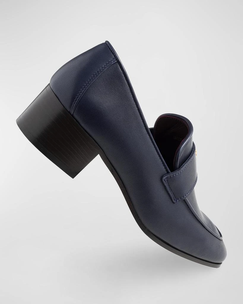 Bougeotte Leather Medallion Heeled Loafers 5