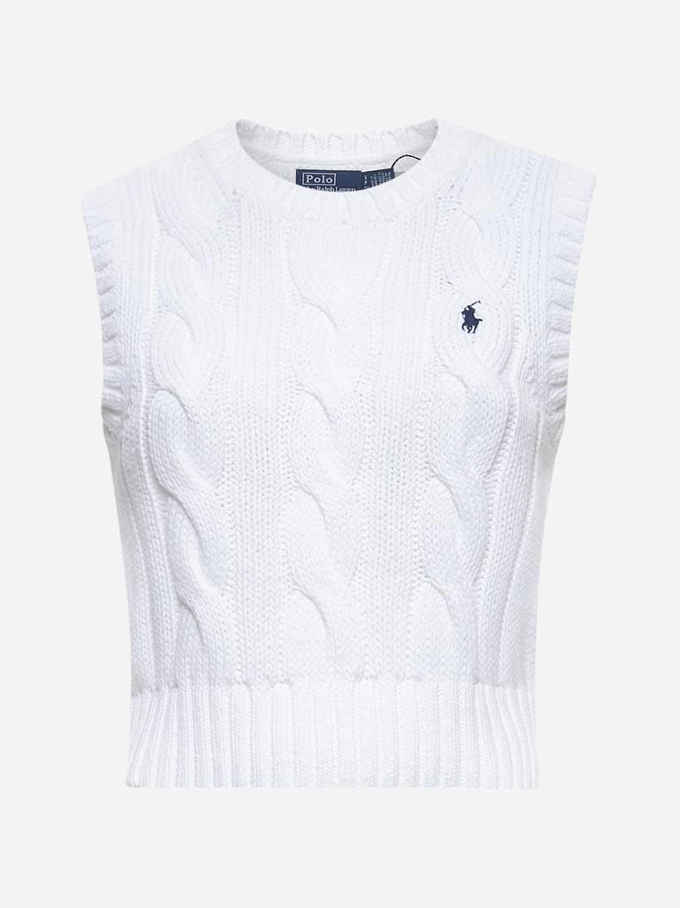 Ralph Lauren White cable-knit cotton cropped vest 1