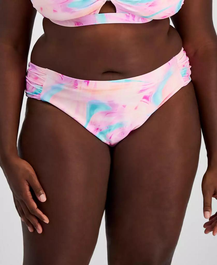 California Waves Salt + Cove Trendy Plus Size Tie-Dye Side-Tab Bikini Bottoms, Created for Macy's