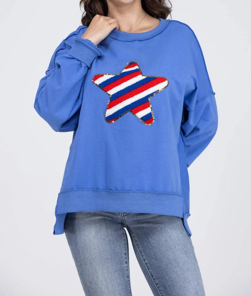 FANTASTIC FAWN Fantastic Fawn - Star Spangled Asymmetrical Long Sleeve Sweatshirt 1