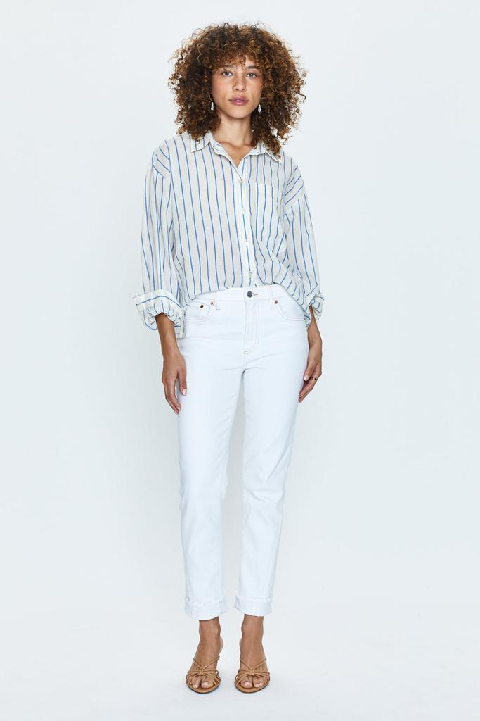 Pistola Denim Riley Mid Rise Girlfriend - Le Blanc