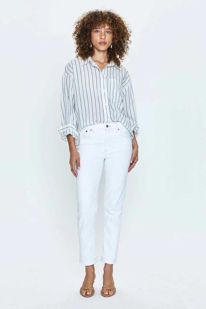 Pistola Denim Riley Mid Rise Girlfriend - Le Blanc 1