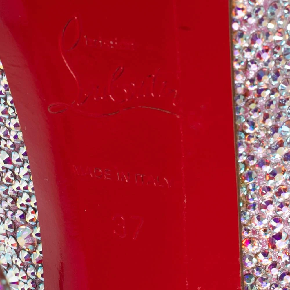 Christian Louboutin Christian Louboutin Pink/Silver Crystal Embellished Suede Daffodile Platform Pumps Size 37 8