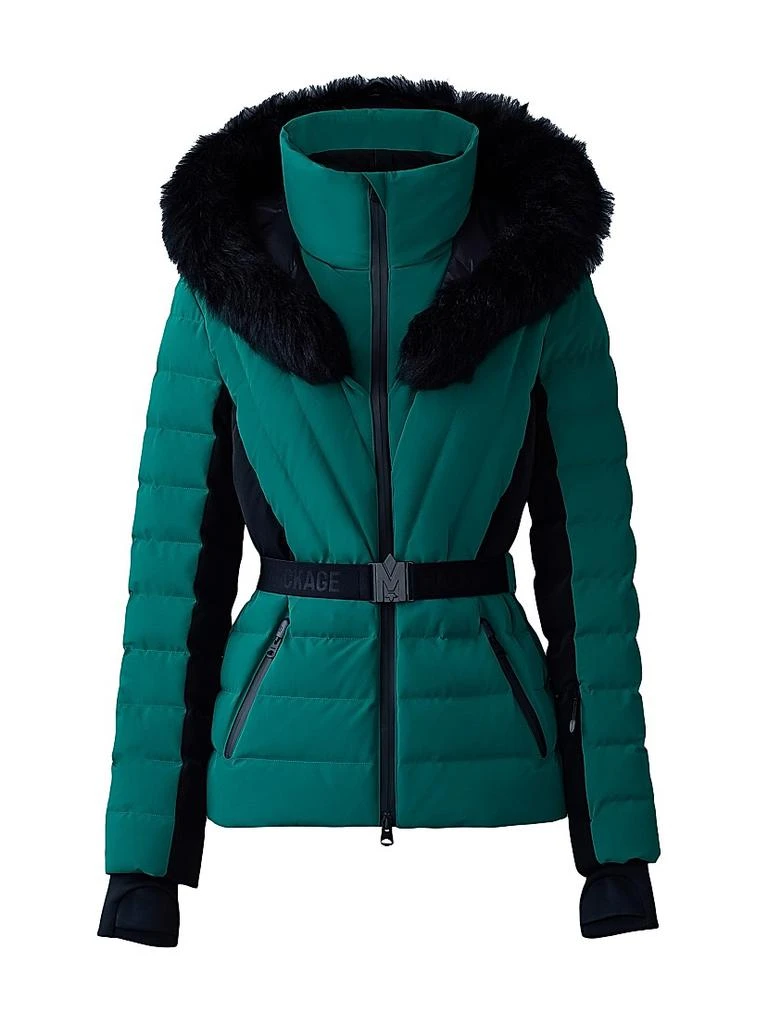 Mackage Elita Belted Down Ski Jacket With Shearling Hood