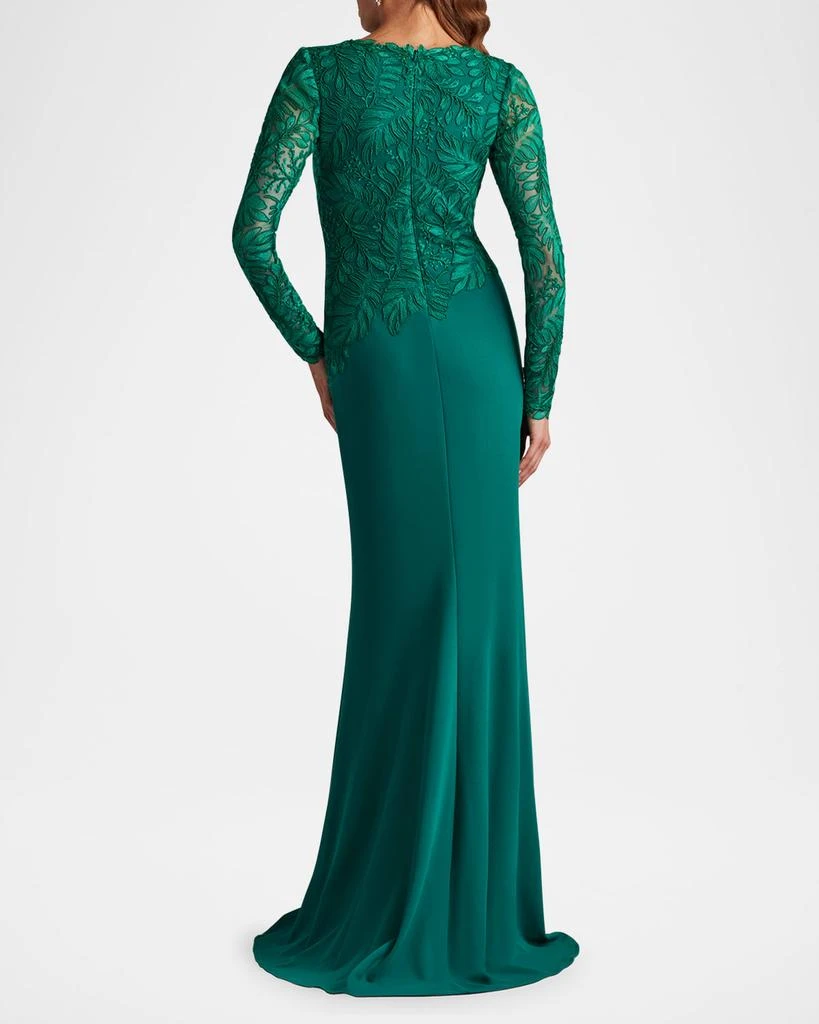 Tadashi Shoji A-Line Corded Lace & Crepe Gown 3