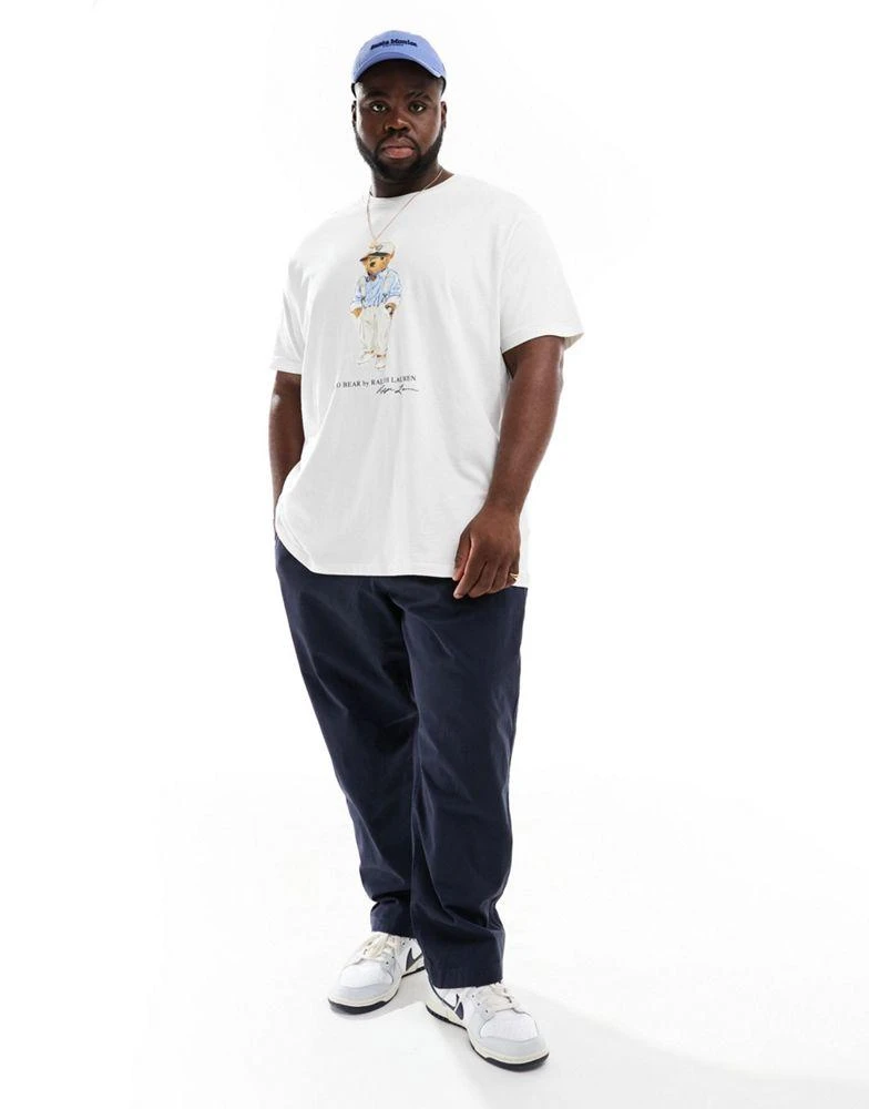 Ralph Lauren Polo Ralph Lauren Big & Tall hemingway bear print t-shirt classic oversized fit in off white 3