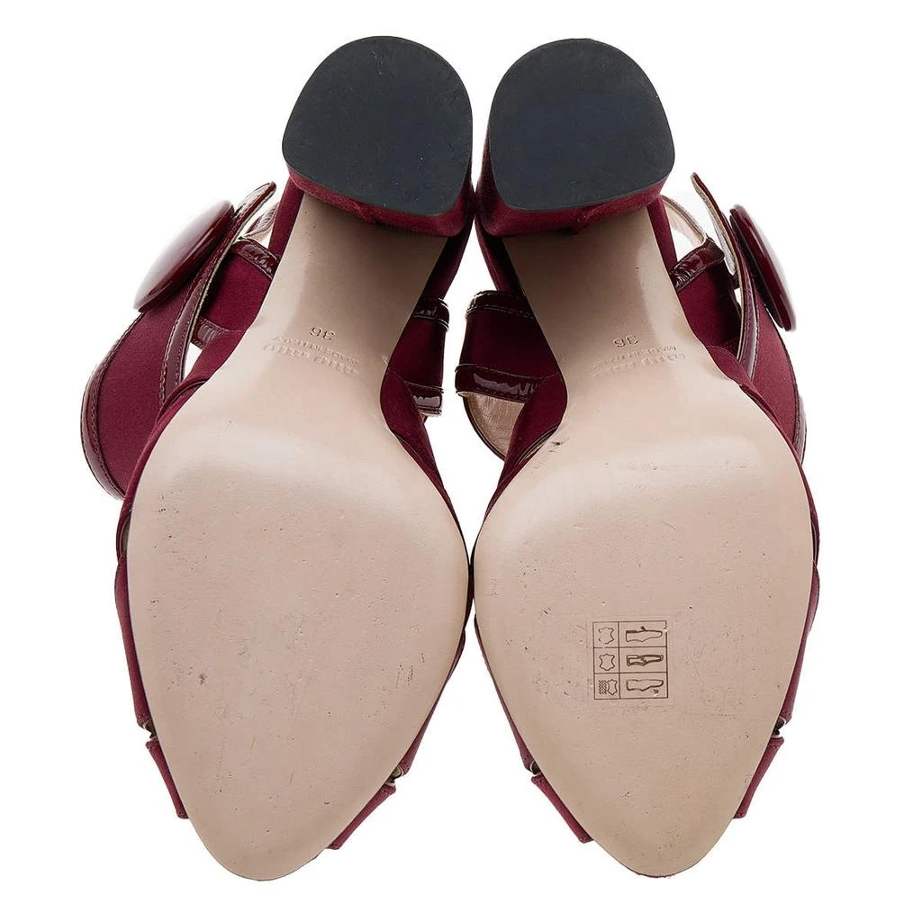 Miu Miu Miu Miu Burgundy Satin and Patent Leather Ankle Strap Sandals Size 36 6