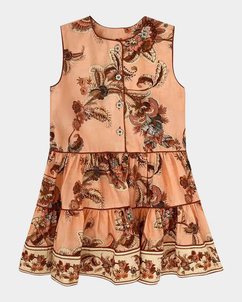 Zimmermann Girl's Aster Sleeveless Tiered Dress, Size 1-12