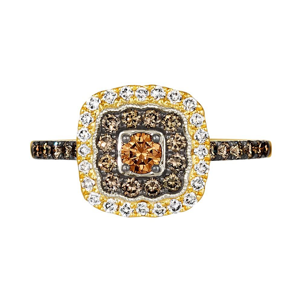 Le Vian Nude Diamond & Chocolate Diamond Double Halo Ring (3/4 ct. t.w.) in 14k Gold