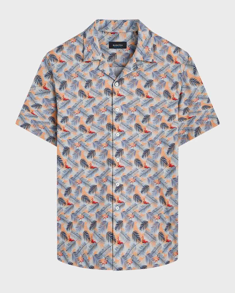 BUGATCHI Men's OoohCotton Tech Flamingo Camp Shirt 1