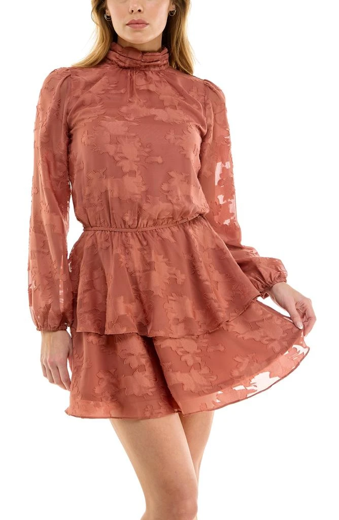 Socialite Floral Jacquard Long Sleeve Minidress 3