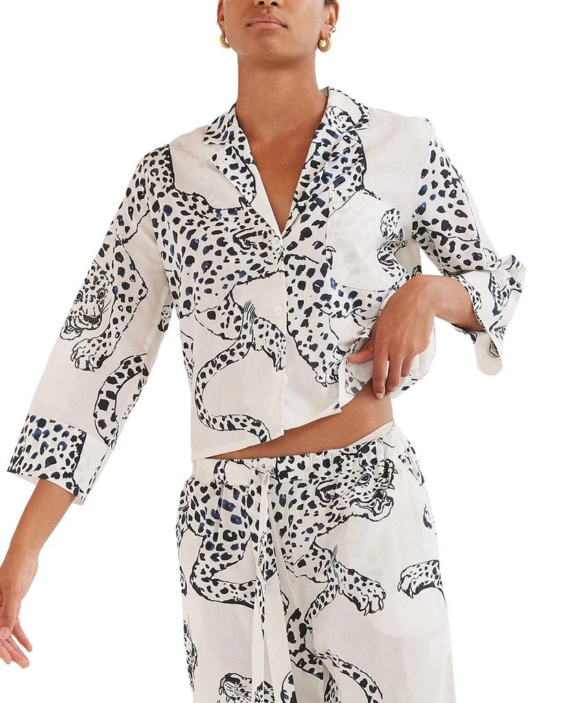 Desmond & Dempsey Jag Print Wide Leg Pajama Set 4