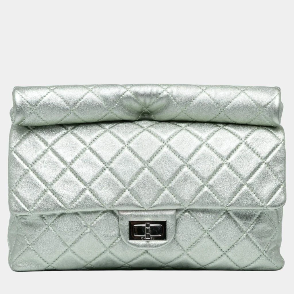 Chanel Chanel Silver Reissue 2.55 Metallic Calfskin Roll Clutch 1