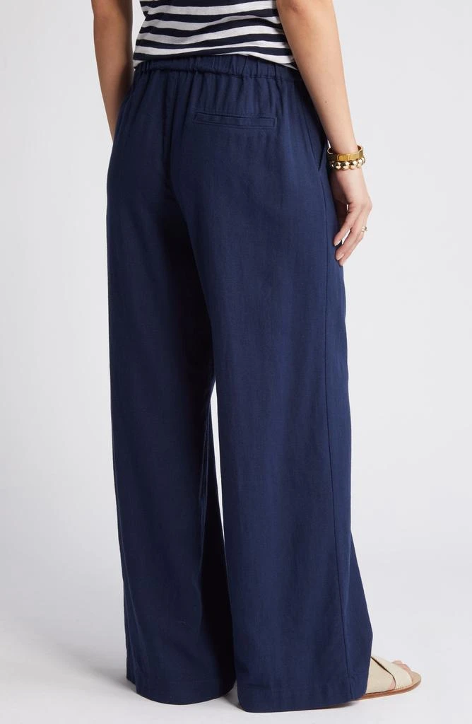 Caslon Wide Leg Pull-On Linen Blend Pants 9