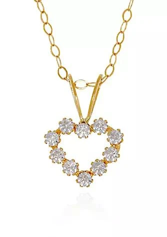 Belk 
Co. Kids Cubic Zirconia Heart Pendant Necklace in 14K Yellow Gold 1