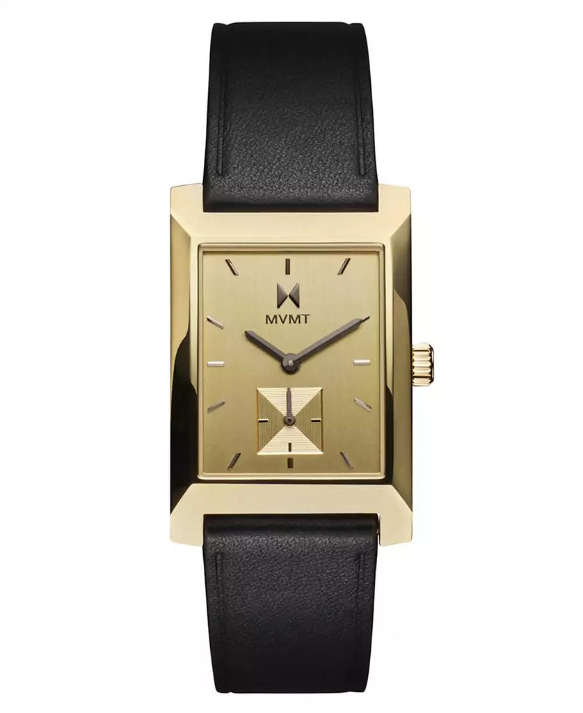 MVMT Men's Newporter Black Leather Strap Watch, 28mm