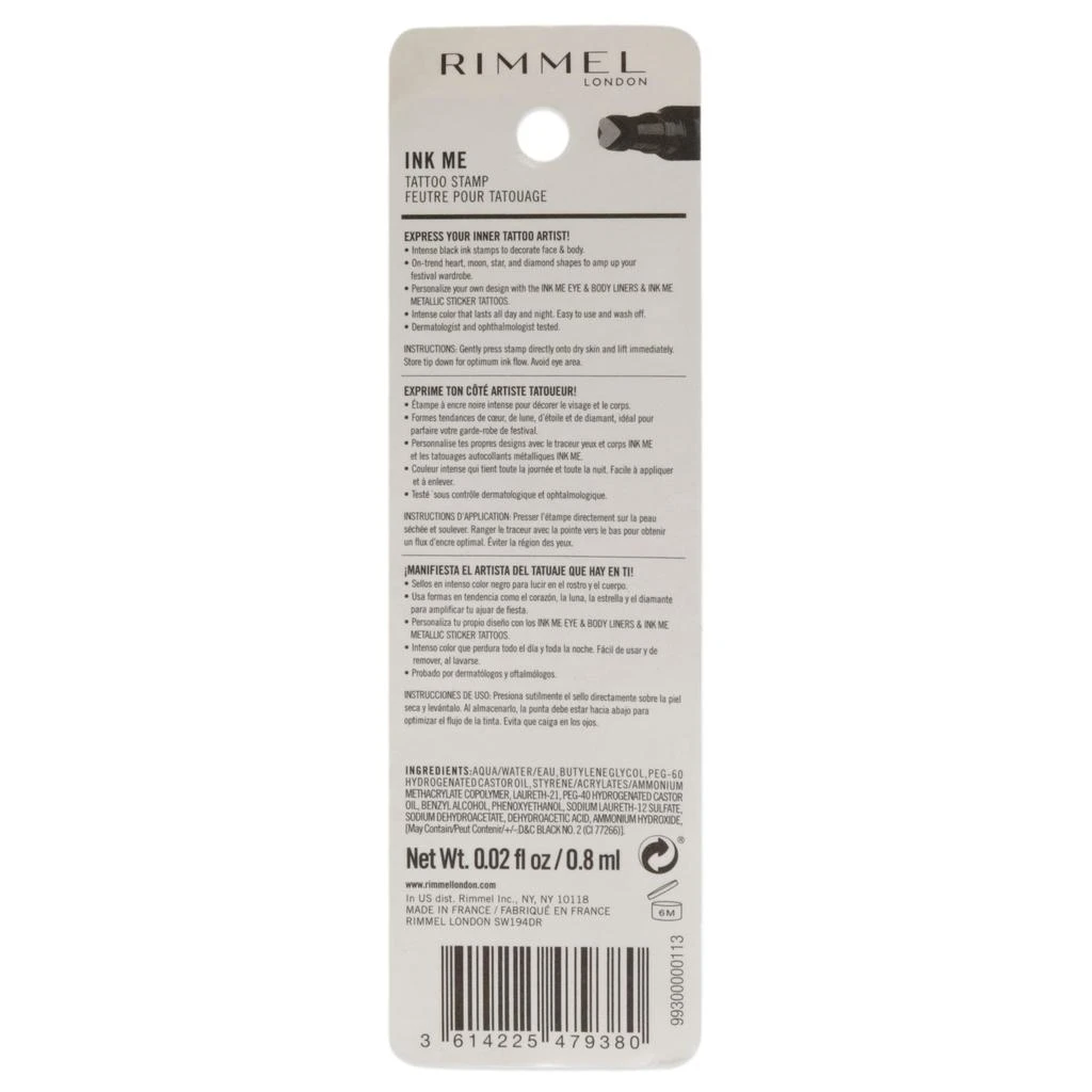Rimmel London Ink Me Tatto Stamp Eyes and Body - 001 Black Heart Shape For Women 0.02 oz Eyeliner 2