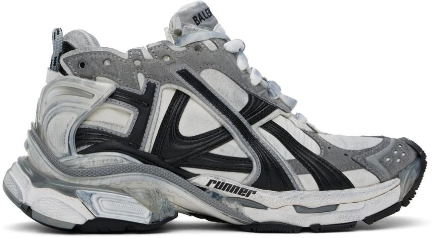 Balenciaga Gray & White Runner Sneakers 1