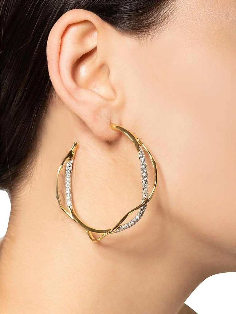 Alexis Bittar Intertwined 14K Goldplated
Rhodium-Plated Two-Tone Crystal Pavé Hoop Earrings 2