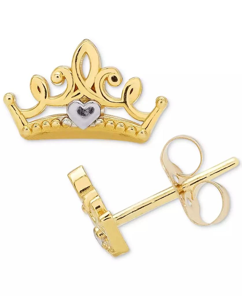 Disney Children's Princess Crown Stud Earrings in 14k Gold 2