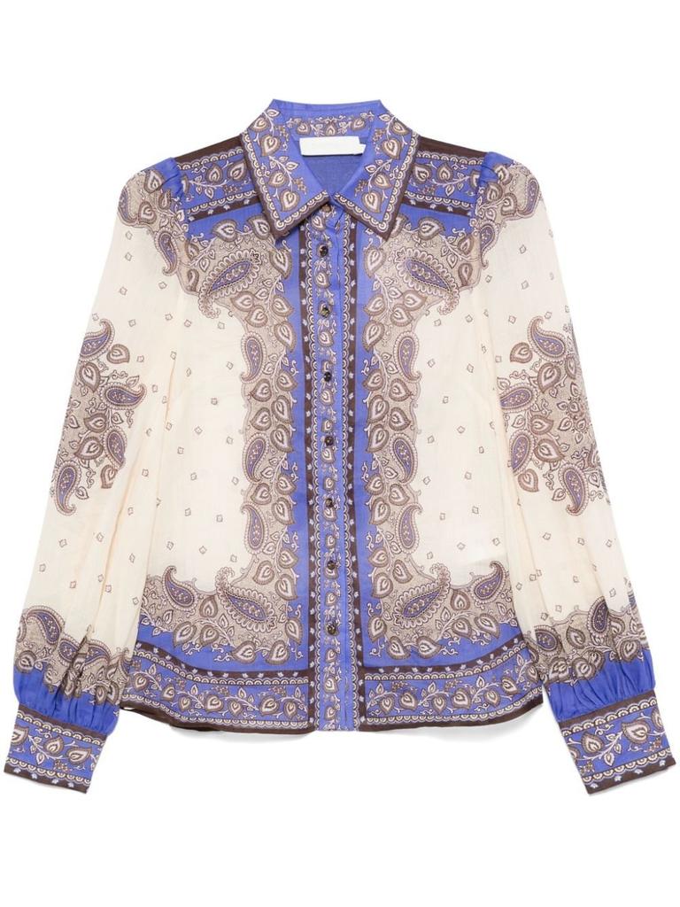 Zimmermann Halliday 蕾丝边饰花卉印花纯棉巴里纱衬衫 - Shirts