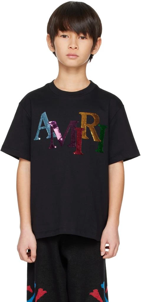 AMIRI Kids Black Staggered Sequin T-shirt 1
