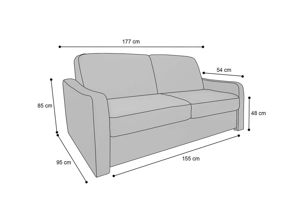 Baïta Home Canapé Droit Convertible - 3 Places - Horace - Tissu - Gris Ardoise 10