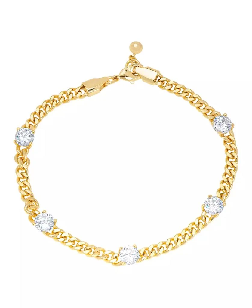 Macy's Gold Plated Cubic Zirconia Cuban Link Bracelet 1