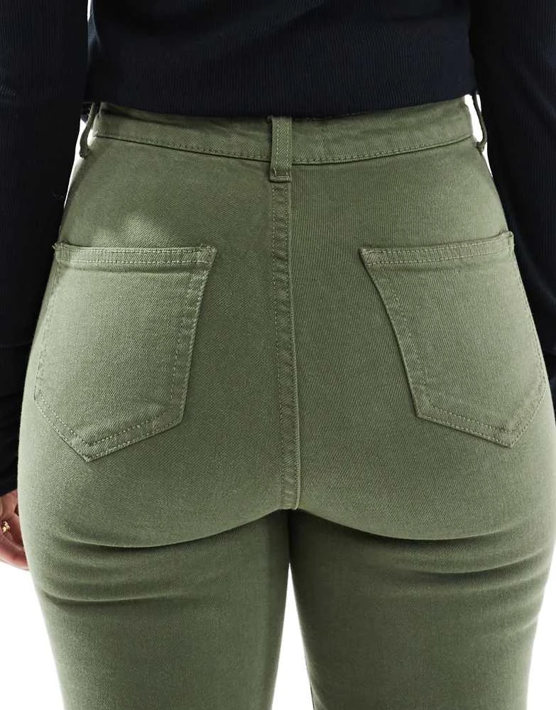 Don't Think Twice DTT Bianca high waist flared jeans in khaki 4