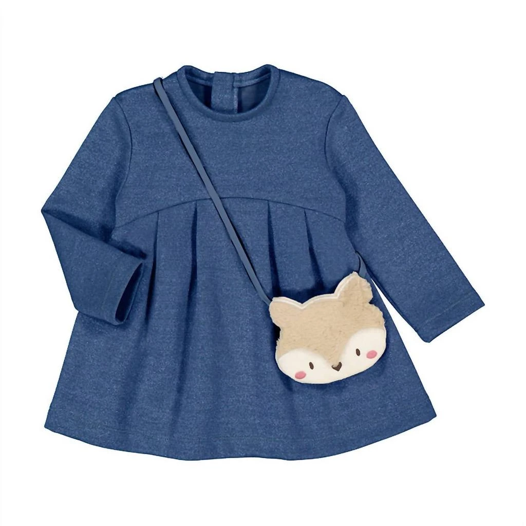 Mayoral Mayoral - Girl
s Long Sleeve Dress With Fox Shoulder Bag Set