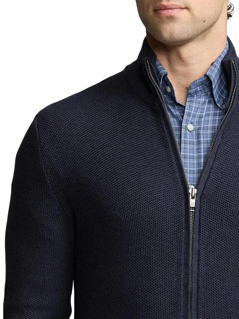 Ralph Lauren Mock Turtleneck Silk-Cotton Zip Sweater 6