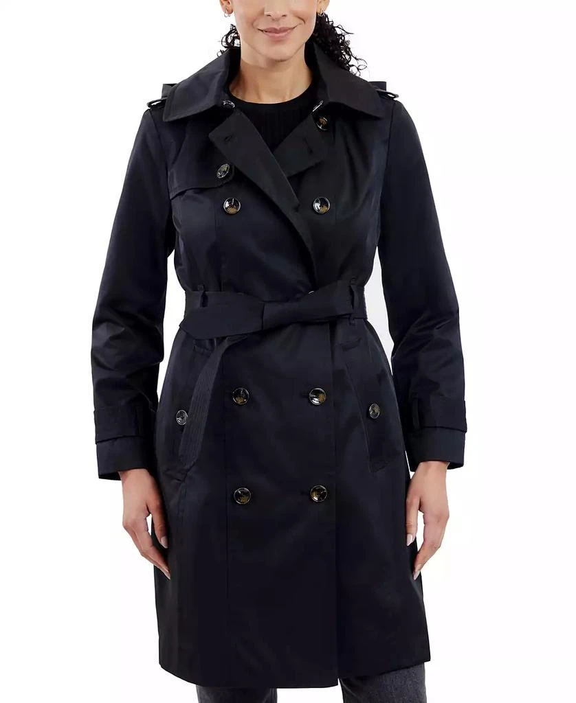 London Fog Women's Double-Breasted Hooded Trench Coat, Created for Macy's 1