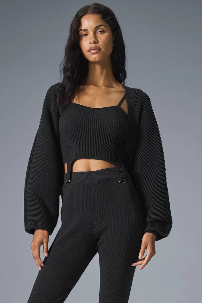Alo Denim Knit Shawl - Black/Anthracite 3