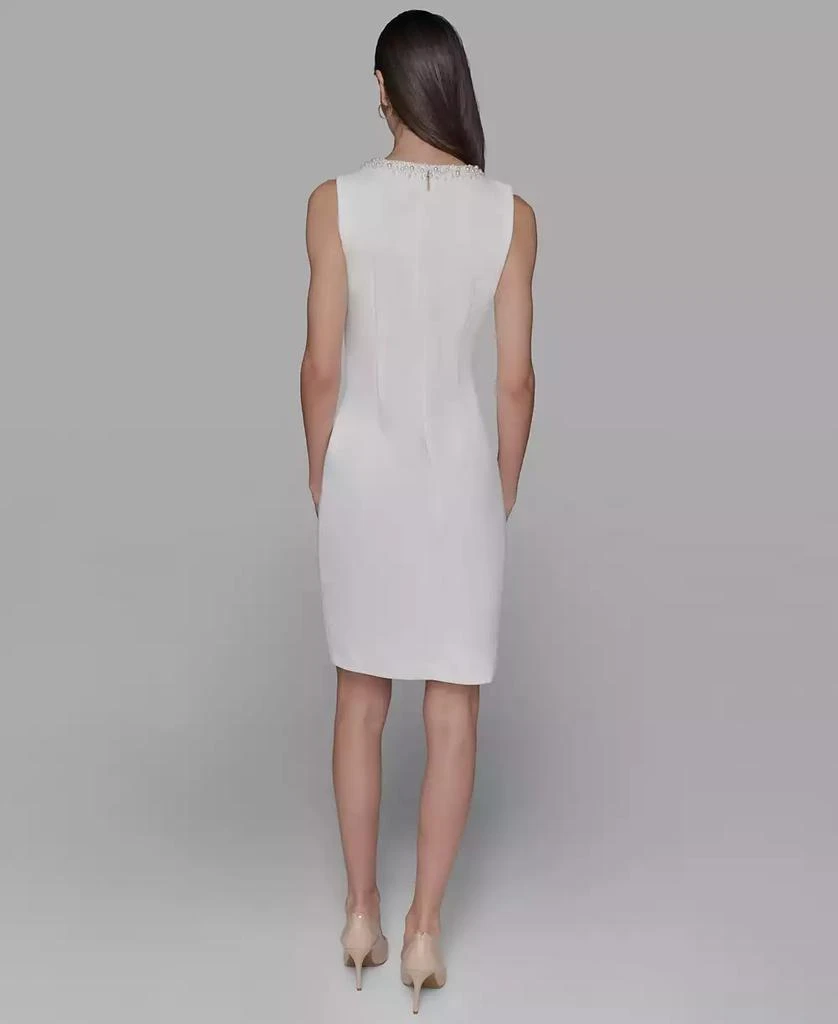 Karl Lagerfeld Paris Women's Scuba Crepe Faux-Pearl Sheath Dress 2