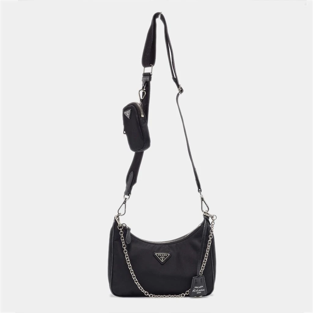 Prada Prada Black Nylon and Saffiano Leather Re-Edition 2005 Baguette Bag 1
